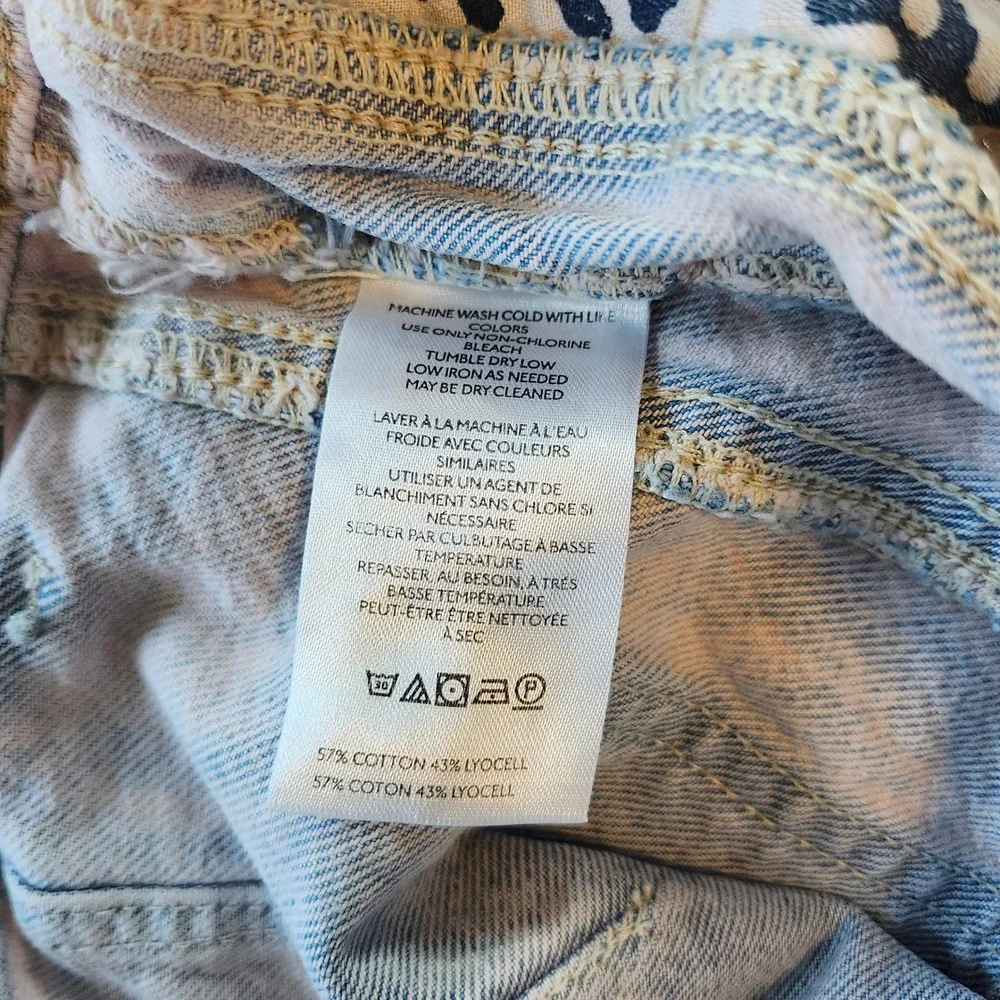 We The Free Lucky You Mid Rise Barrel Jeans Pink Blue Acid Wash Women's 29 Short - Picture 7 of 11